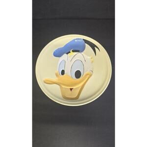 Vintage Walt Disney Donald Duck Ceramic Round Plate Blue Hat Character *chip